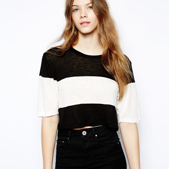 Pencey Standard Color-block Stripe Crop Tee - Picture 2 of 6